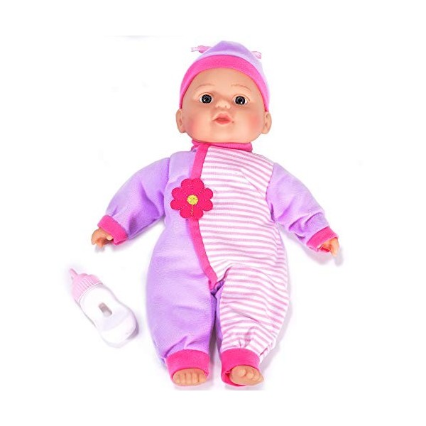 KandyToys Poupée bébé en vinyle avec biberon, rose, 33 cm - TY1732