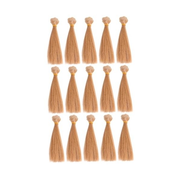 SEWACC 15 Pièces Perruque De Poupée Droite Enracinement De Cheveux De Poupée Bricolage Poupée Perruque Trames Barbiegirl Barb