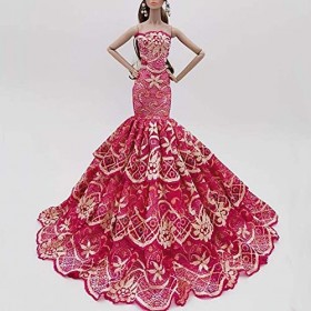 Robe Queue de sirène Multicouche Faite à la Main pour poupées, vêtements de Princesse, Tenues de Mariage pour poupées de 12 P