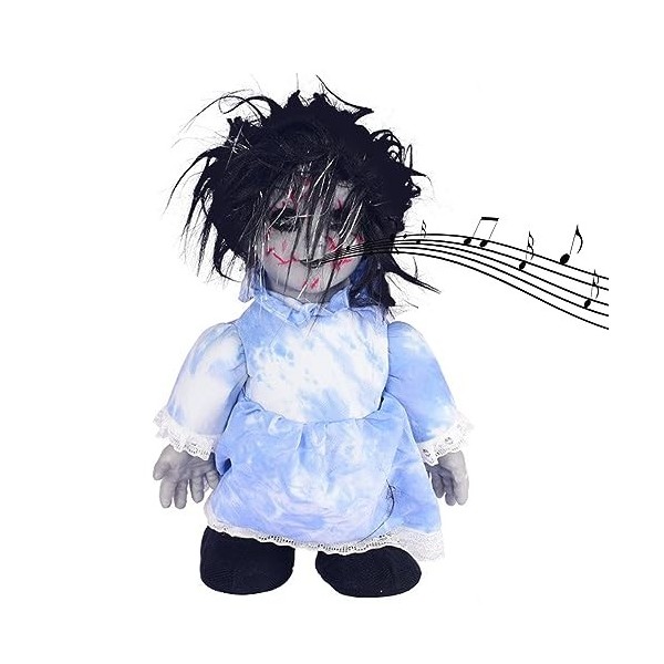 Liummrcy Poupées Laides, Halloween Scary Doll 13.39x7.48 Pouces de poupées effrayantes activées à Voix, Propul Halloween Hall