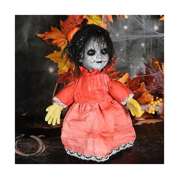 Liummrcy Poupées Laides, Halloween Scary Doll 13.39x7.48 Pouces de poupées effrayantes activées à Voix, Propul Halloween Hall