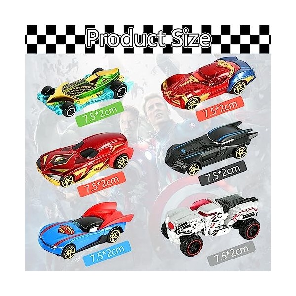 simyron Hero Mini Véhicules 6 Pièces Mini Jouets de Voiture Jouet Cars Jouet Cars Cartoon Set pour Enfants Cadeau danniversa