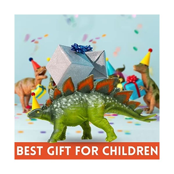 Oriate Mini figurines de Dion, 12 petits dinosaures avec grand T-Rex, 25 cartes flash cartes de fait, idéales pour les décora