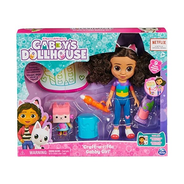 Gabbys Dollhouse, Poupée Gabby Artisanat et Accessoires avec Ardoise et Pinceau fonctionnant à leau, Jouets pour Filles à p