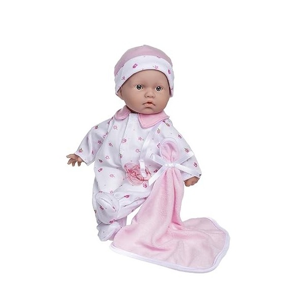 JC TOYS Poupée caucasienne 27,9 cm - Petit Corps Souple La Baby - Lavable - Tenue Rose Amovible avec Chapeau et Couverture - 