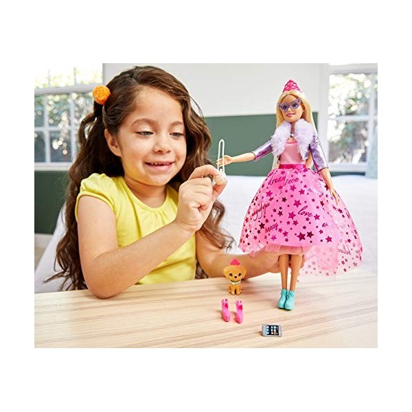 Barbie Royal Adventure poupée blonde avec jupe rose en tulle, figurine  chiot et accessoires inclus, jouet pour enfant, GML76 : : Jeux et  Jouets