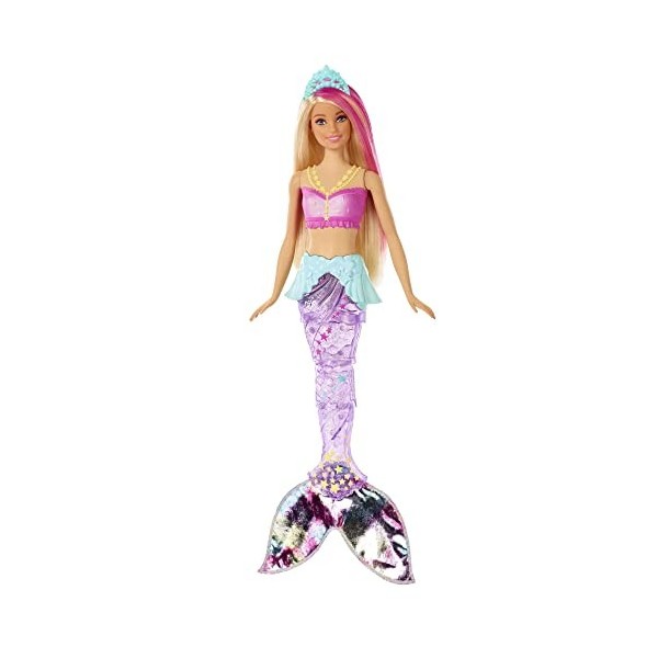 Barbie Dreamtopia Poupee Sirane Lumiare et danse Aquatique à Plonger dans lEau, Avec Mouvements de Nageoire, Jouet pour Enfa