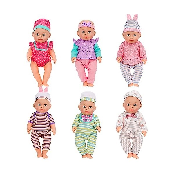 deAO Ensemble de 6 vêtements de poupées pour 12 à 14 Pouces,Habillage de Jouets pour poupées Nouveau-nés,Vêtements de poupée 
