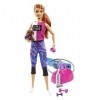 Barbie Bien-être coffret Sport avec poupée rousse, figurine chiot et 9 accessoires, jouet pour enfant, GJG57 - Multicolore