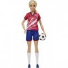 Barbie Poupée Barbie Footballeuse avec Queue de Cheval Blonde, Maillot n° 9, Balle de Foot, Chaussures à Crampons et Chausset