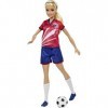 Barbie Poupée Barbie Footballeuse avec Queue de Cheval Blonde, Maillot n° 9, Balle de Foot, Chaussures à Crampons et Chausset