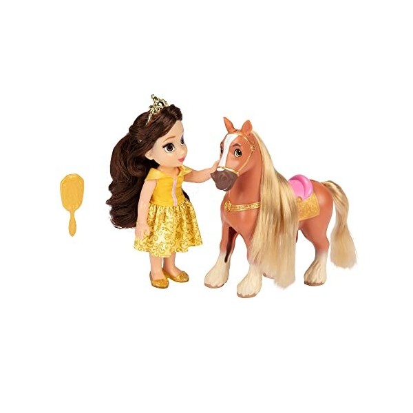 Disney Princess Coffret Poupée Belle et Philibert 15 cm avec Une Brosse à Cheveux en Accessoire