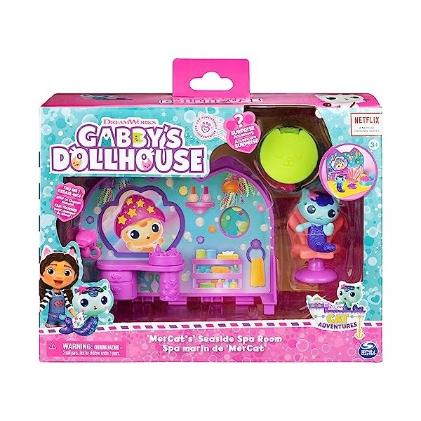 Gabby et la Maison Magique - Gabbys Dollhouse - Playset Deluxe Le Spa - 1 Figurine + Accessoires - Pièce Pour Maison de Poup