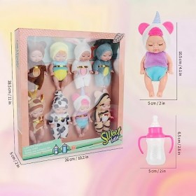 Fiotha Poupée Bébé,Lot de 8 Mini Poupées Reborn avec 8 Petits Biberons,Réaliste Mini poupée émulée,Bebe Reborn, Poupee Reborn