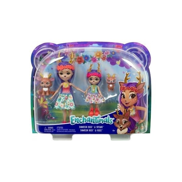 Set pour enchantimals poupée 15 cm danessa biche + Sprint + Soeur biche danetta - Coffret Figurine Animal + 1 Carte - Mini-Po