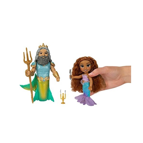 Disney La Petite Sirène Coffret 2 Poupées 15cm Ariel et Triton avec Accessoires