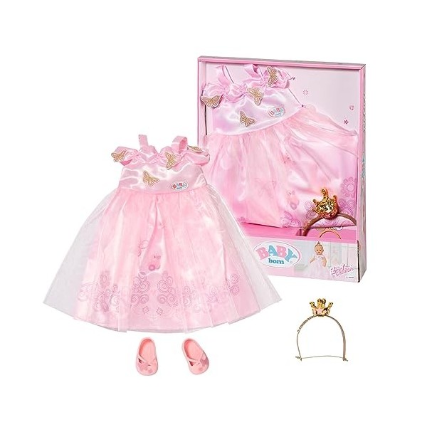 Baby born Deluxe Robe de Princesse 834169 - Accessoires pour les poupées qui mesurent jusqu’à 43cm - Avec 1 robe rose, 1 band