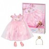 Baby born Deluxe Robe de Princesse 834169 - Accessoires pour les poupées qui mesurent jusqu’à 43cm - Avec 1 robe rose, 1 band