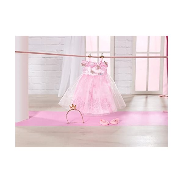 Baby born Deluxe Robe de Princesse 834169 - Accessoires pour les poupées qui mesurent jusqu’à 43cm - Avec 1 robe rose, 1 band