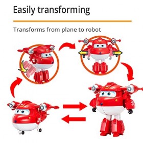 Super Wings EU750421 Supercharged Jett & Mini Super Pet Jett, Transformer Toys for 3+ Year Old Boy Girl, Red