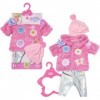 BABY born Ensemble avec manteau rose 833834 - Manteau douillet rose avec un legging et bonnet assortis pour poupées de 43cm -