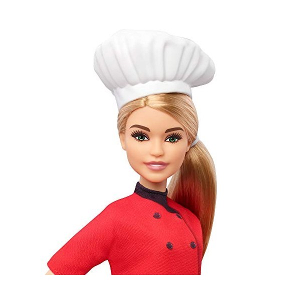 Barbie Métiers poupée Chef de cuisine blonde avec poêle et toque, jouet pour enfant, FXN99