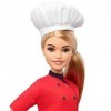 Barbie Métiers poupée Chef de cuisine blonde avec poêle et toque, jouet pour enfant, FXN99