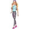 Barbie Fashionistas poupée mannequin 158 aux couettes blondes avec legging à motifs damier et zèbre, jouet pour enfant, GRB5