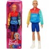 Barbie Fashionistas poupée mannequin Ken 163 blond avec short, veste multicolore et chaussures blanches, jouet pour enfant, 