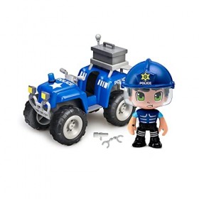 Pinypon Action - Pack Véhicules avec Quad, Voiture et Moto, et 3 Figurines différentes | 2 poupées policières et Un Voleur, J
