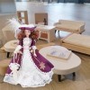 YEmirth Dollhouse Poupée en Céramique, Miniature Porcelaine Personnes Style Victorien Violet Foncé Jupe Chapeau Femme Poupée 