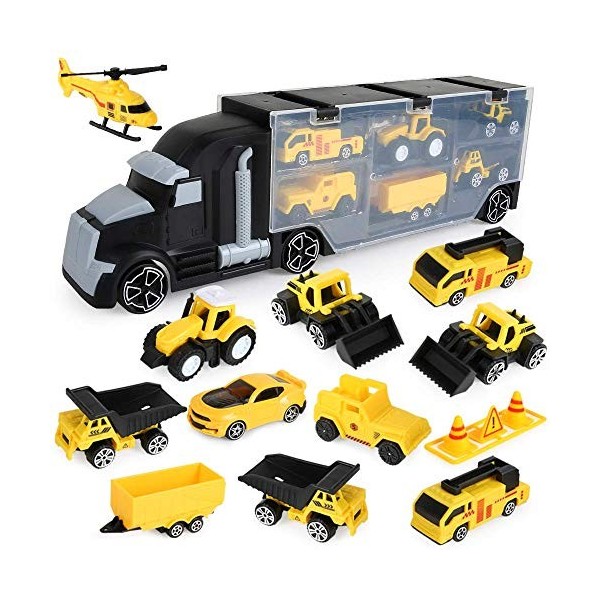 Boderam Construction Camion Voiture Jouet Set ingénierie Voiture Double Usage Camion de Transport Voiture Cadeau pour Les Jeu