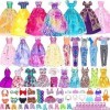 Lot de 46 vêtements et accessoires de poupée tendance pour filles de 11,5 pouces comprenant 4 robes longues de princesse, 7 r