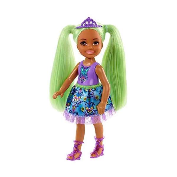 Barbie – Dreamtopia – Club Chelsea – Fille avec Cheveux Vert et Ensemble Violet