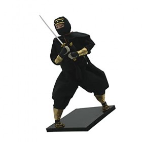 Perfeclan 1/6 Mystérieux Japonais Permanent Ninja Mâle Debout Modèle De Poupée Portant des Vêtements Noirs