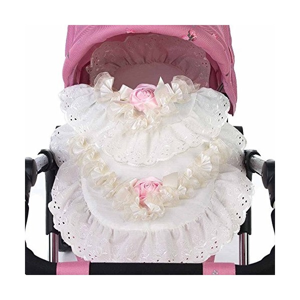 Roma Parure de lit 2 pièces pour landau de poupées avec couette et oreiller – Crème avec rose