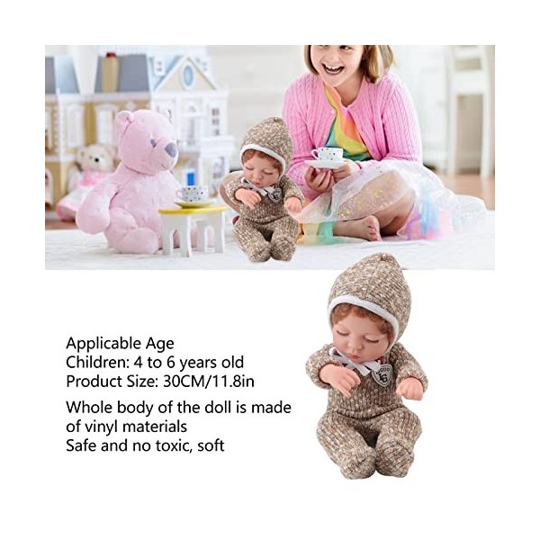 30cm Doll Doux Vinyle RéAliste Yeux FerméS BéBé Poupée Jouet pour 4 à 6 Ans Enfants Habillage Jeu BéBé Simulation Poupée Fil
