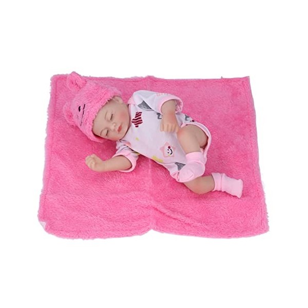 FOTABPYTI Poupée bébé , Poupée bébé émulation, Lavable en Silicone, Facile à Nettoyer, Taille Parfaite avec 10 Pouces Yeux f