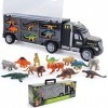 Dilbarmi-Camion Transporteur de Dinosaures - Jouet éducatif interactif avec 12 Figurines danimaux - Cadeau Parfait pour Les 