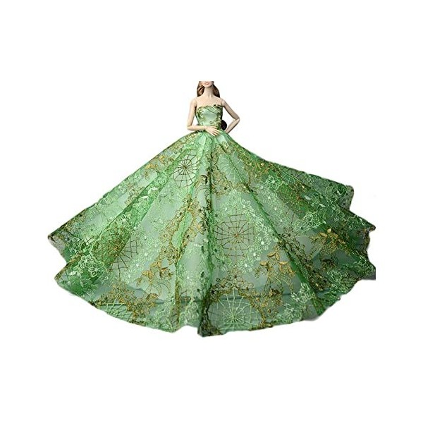 Robe de soirée en Dentelle Faite à la Main pour poupée, Robe de Princesse, Robe de Mariage pour poupée de 12 Pouces, Vert