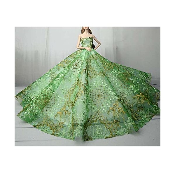 Robe de soirée en Dentelle Faite à la Main pour poupée, Robe de Princesse, Robe de Mariage pour poupée de 12 Pouces, Vert