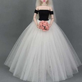 Robe de Mariage pour poupées, Noir et Blanc, Robe de soirée en Gaze Multicouche, Robe de Princesse, vêtements pour poupées de