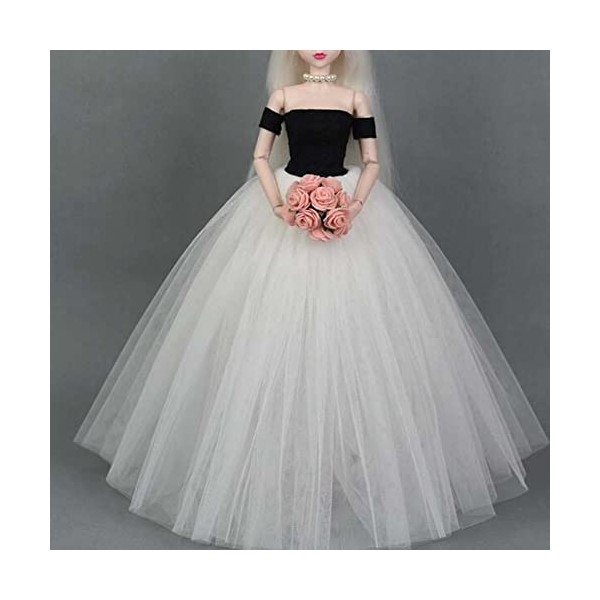 Robe de Mariage pour poupées, Noir et Blanc, Robe de soirée en Gaze Multicouche, Robe de Princesse, vêtements pour poupées de