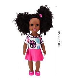 Poupée De Bébé Nouveau-né De 14 Pouces, Poupée De Fille Noire Africaine Réaliste Avec des Vêtements Exquis, Jouets De Poupées