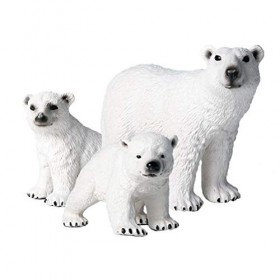 JOKFEICE Figures Animales-3 pièces Réaliste Ours Polaire daction Modèle-en Plastique Animal Sauvage Jouets dapprentissage-P