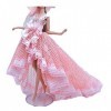 Robe de Mariage en Maille pour poupées Roses Robe de Smoking pour poupées de la Princesse Robe Up Clothes Trailing Dress Gown