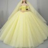 Robe de Mariage pour poupée en Gaze Multicouche, Jaune, Robe de soirée, Robe de Princesse, vêtements pour poupées de 18 Pouce