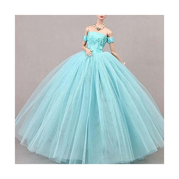 Robe de Mariage pour poupées, Bleue, Faite à la Main, Robe de soirée en Gaze Multicouche, Robe de Princesse, vêtements pour p