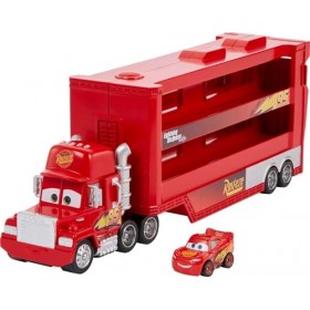 Disney Pixar Cars Camion Transporteur Mack pour transporter jusquà 18 mini-véhicules, mini voiture Flash McQueen incluse, jo