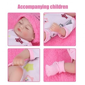 Keenso Ensemble de Poupée pour Nouveau-né 10 Pouces, Poupée de Couchage en Silicone Souple émulationnelle Lavable avec Couver